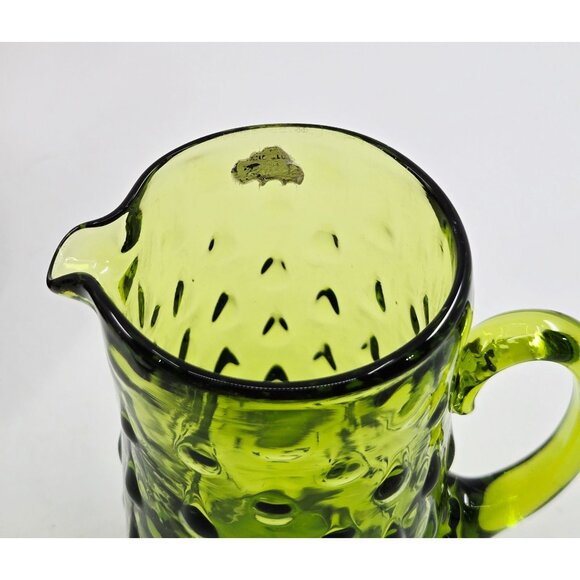 Rainbow Glass Tear Drop Green Pitcher 5" - Picture 4 of 6